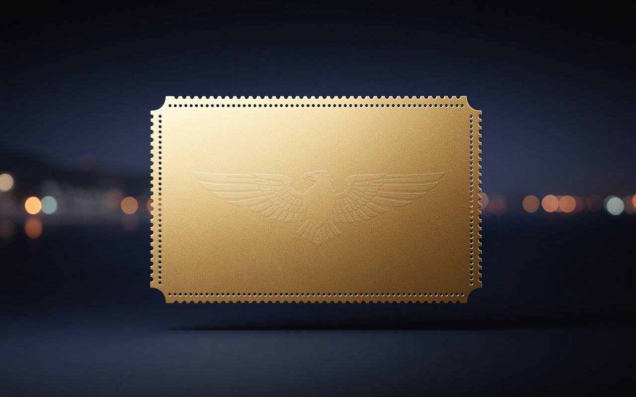 Illustrative gold foil getaway voucher card
